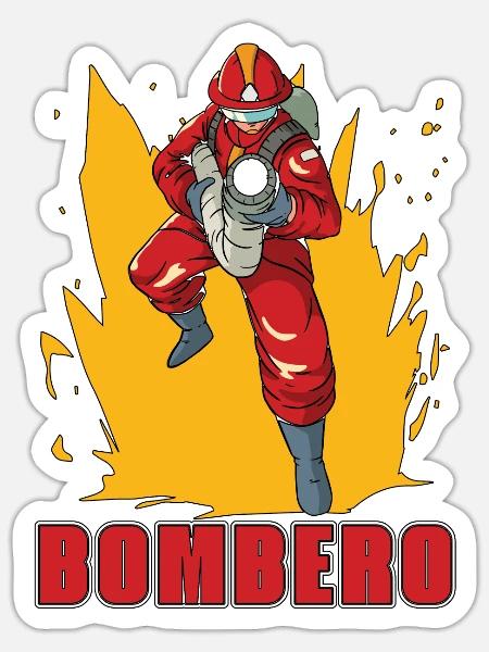 Chief Firefighter Bombero Fire Station Fireman - Sticker Größe S (10 x 10 cm) - Mattweiß