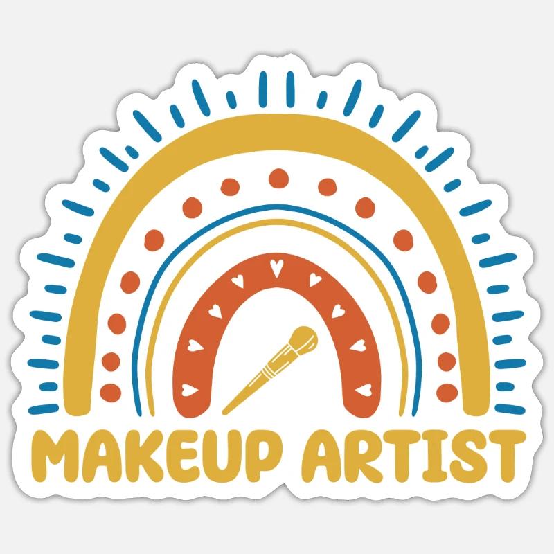 Maskenbildner Boho Regenbogen Make Up - Sticker Größe S (10 x 10 cm) - Mattweiß