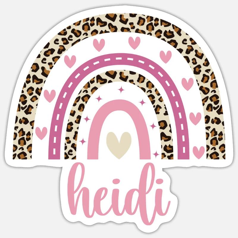Heidi Regenbogen Name Geburtstag Heidi - Sticker Größe S (10 x 10 cm) - Mattweiß