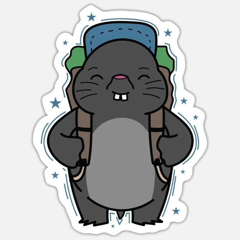 Mole Backpacking Animal Earthen Mound Sticker size S (10 x 10 cm)