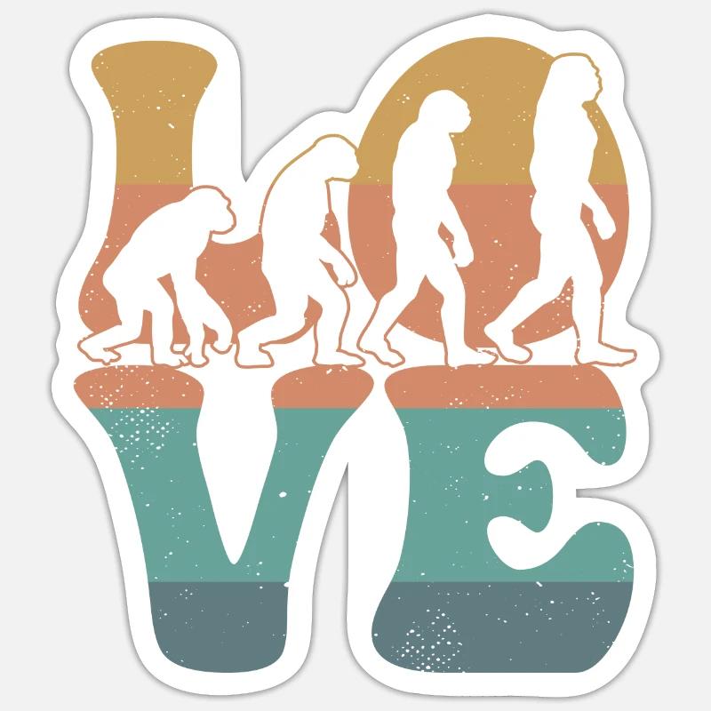 Charles Darwin Evolutionstheorie LIEBE - Sticker Größe S (10 x 10 cm) - Mattweiß