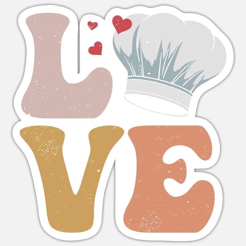 Chefkoch Kochen LIEBE - Sticker Größe S (10 x 10 cm) - Mattweiß