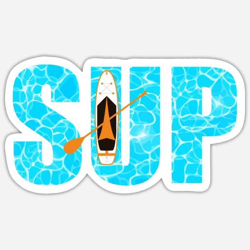 SUP Paddleboarding - Sticker Größe S (10 x 10 cm) - Mattweiß