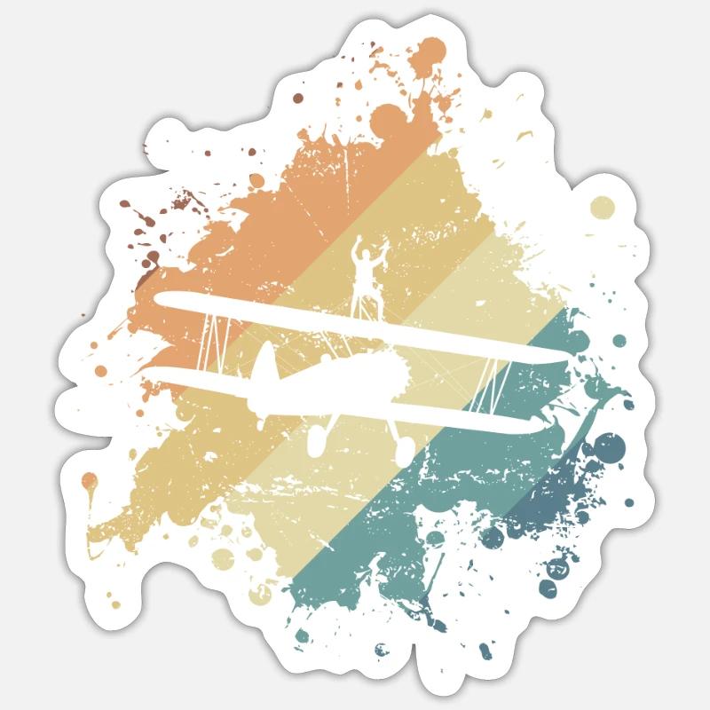Wing Walker passe-temps casse-cou - Sticker taille S (10 x 10 cm) - blanc mat
