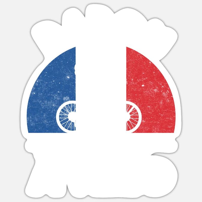 Papou qui déchire à Vélo - Sticker taille S (10 x 10 cm) - blanc mat