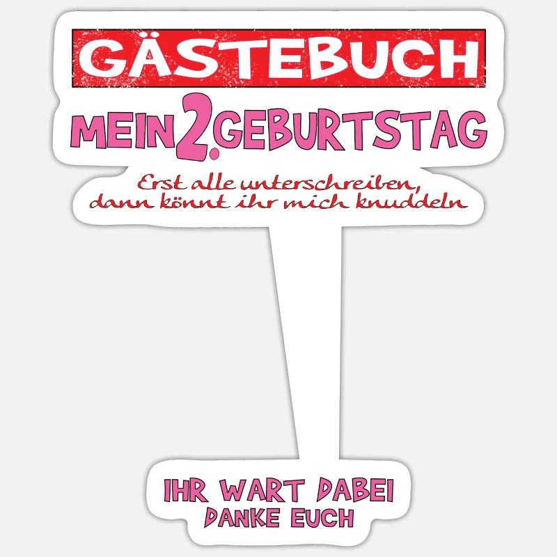 2. Geburtstag Mädchen & Junge Gästebuch Sticker Größe S (10 x 10 cm)