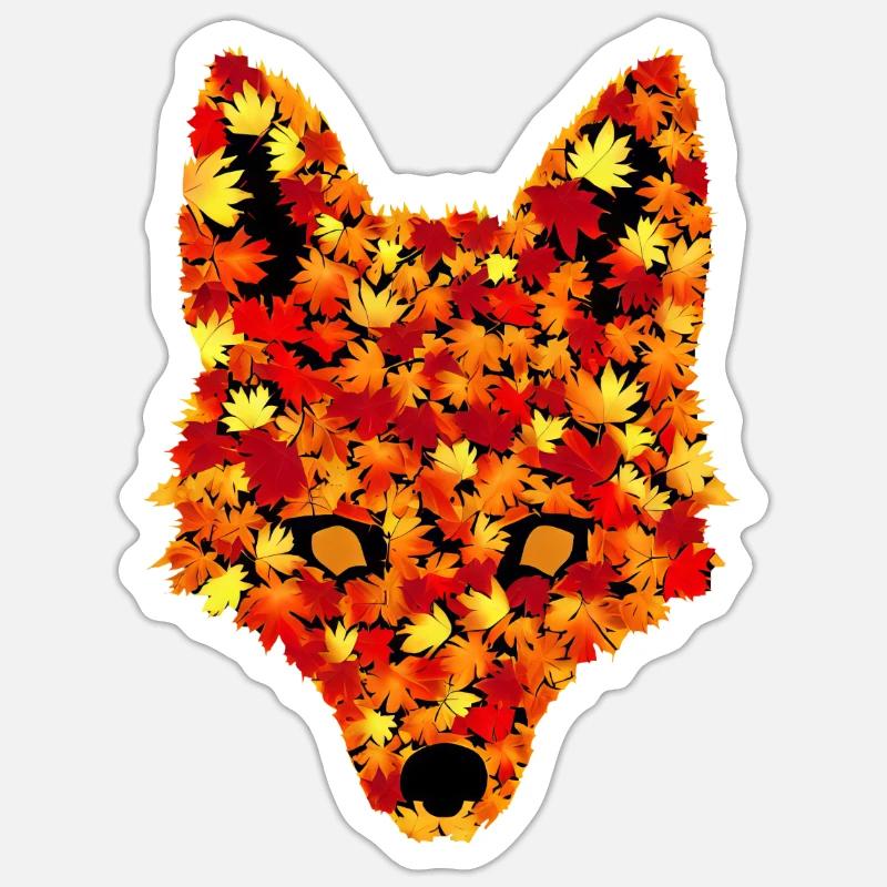 Renard d’automne - Sticker taille S (10 x 10 cm) - blanc mat
