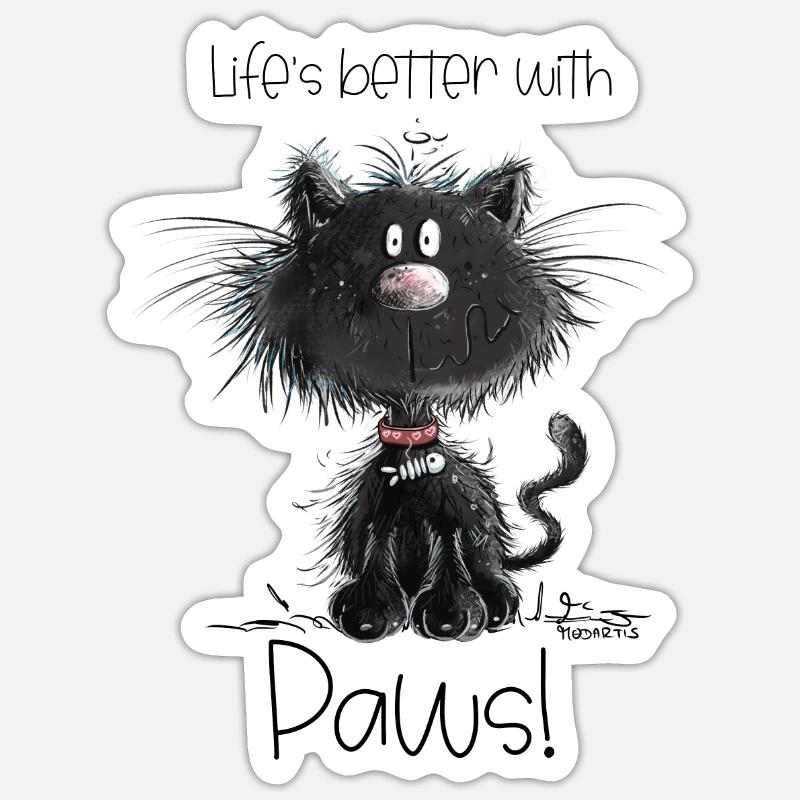 Drollige Schwarze Katze Mit Katzen Spruch - Sticker Größe S (10 x 10 cm) - Mattweiß