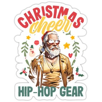 Joie de Noël, équipement hip-hop DJ Xmas Hip Hop - Sticker taille S (10 x 10 cm) - blanc mat - Devant