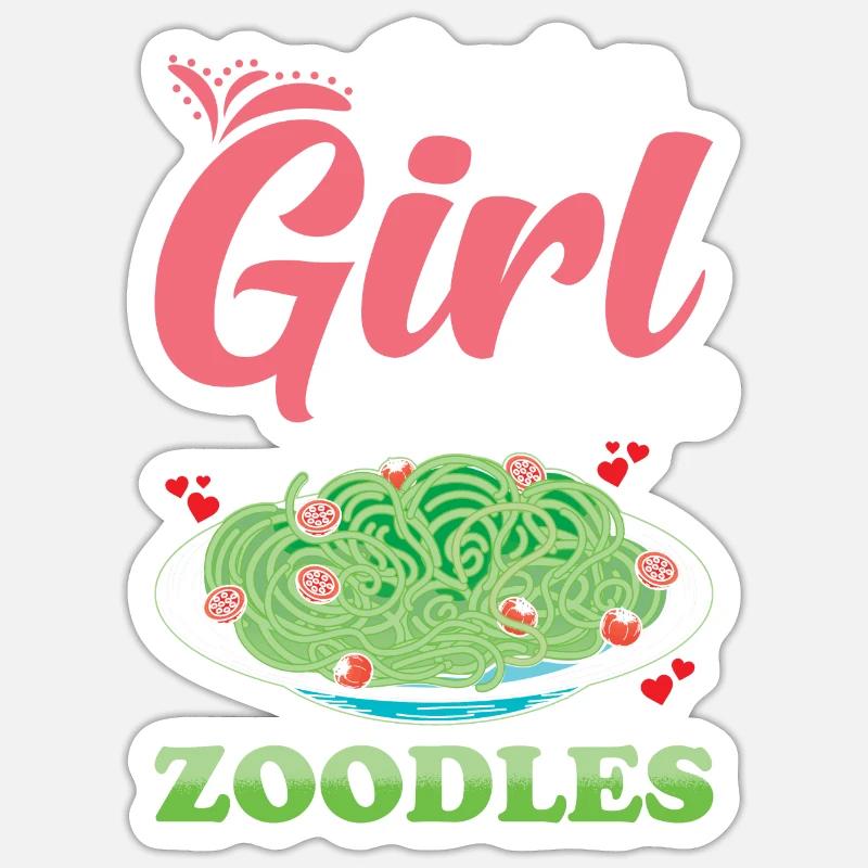 Zoodles Pâtes aux courgettes Dicton - Sticker taille S (10 x 10 cm) - blanc mat