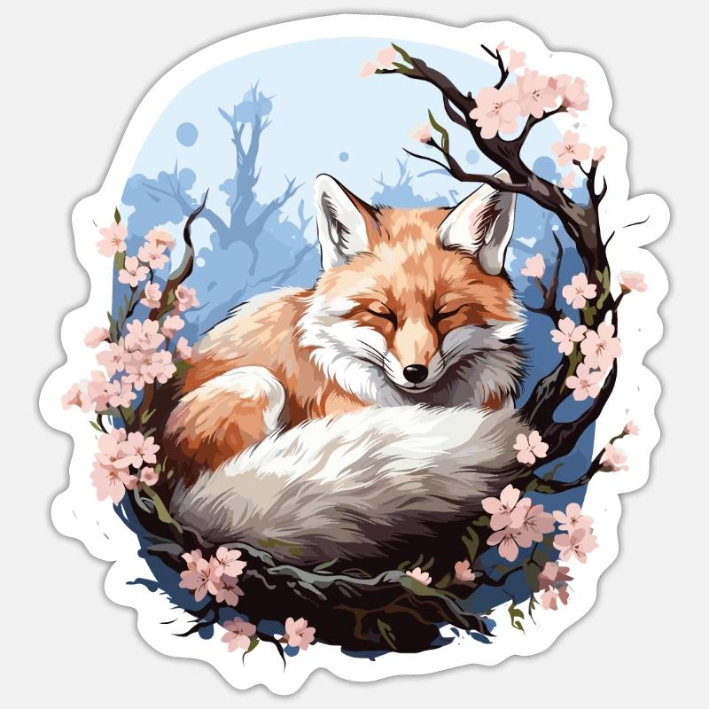 Sleeping Fox Sleepyhead Napping Sleep Fox Lover Sticker size S (10 x 10 cm)