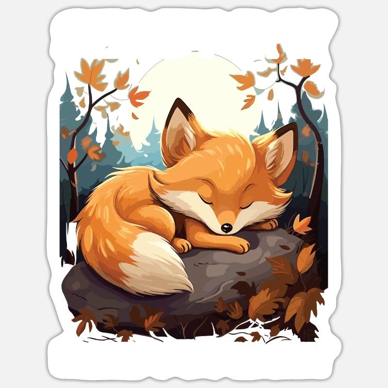 Sleeping Fox Sleepyhead Napping Sleep Fox Lover Sticker size S (10 x 10 cm)
