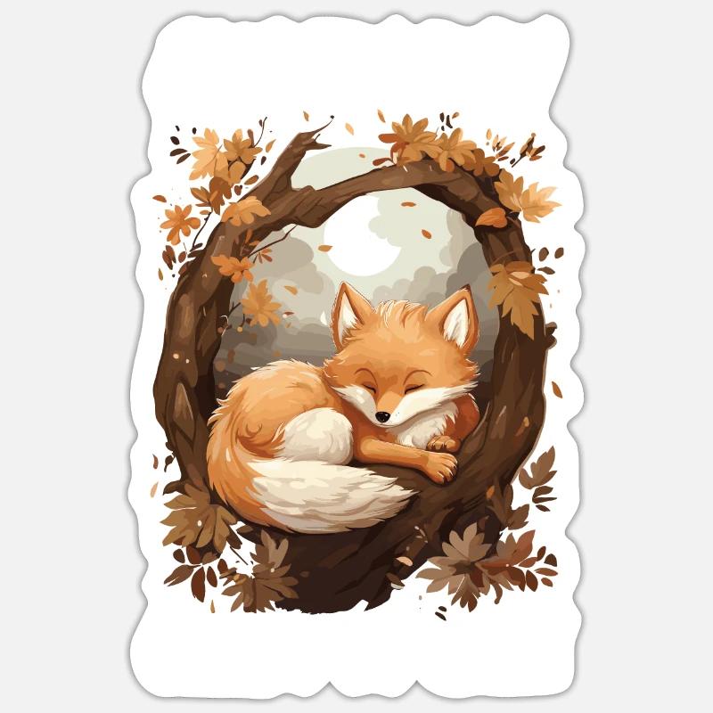Sleeping Fox Sleepyhead Napping Sleep Fox Lover Sticker size S (10 x 10 cm)