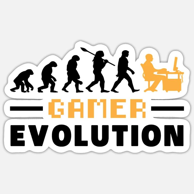 Gamer Evolution Vintage Geschenk - Sticker Größe S (10 x 10 cm) - Mattweiß