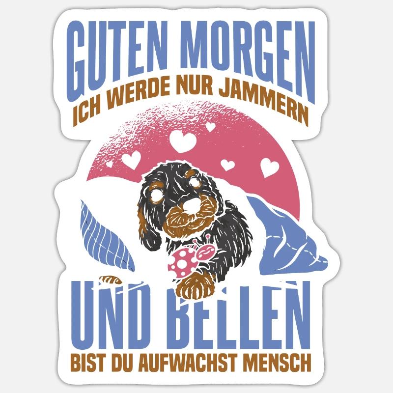 Dackel Süß Gassi Geschenk Dachshund - Sticker Größe S (10 x 10 cm) - Mattweiß