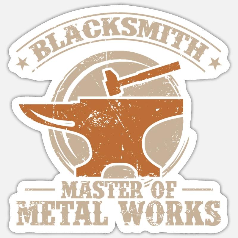 Blacksmith Master of Metal Works Beruf - Sticker Größe S (10 x 10 cm) - Mattweiß