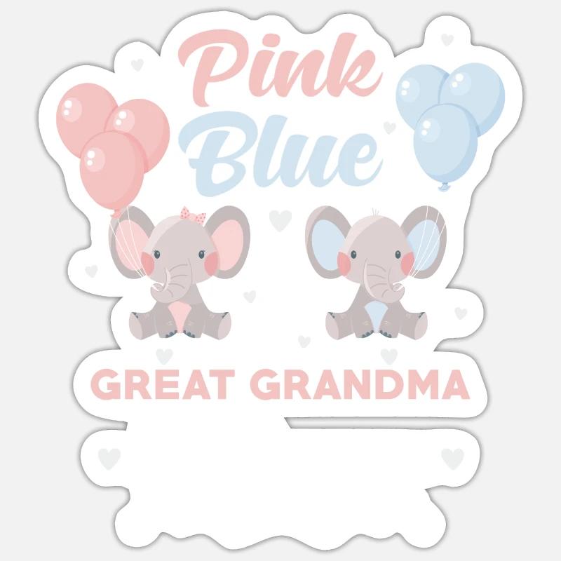 Rosa Oder Blauer Urgroßmutter Elefant Sticker Größe S (10 x 10 cm)