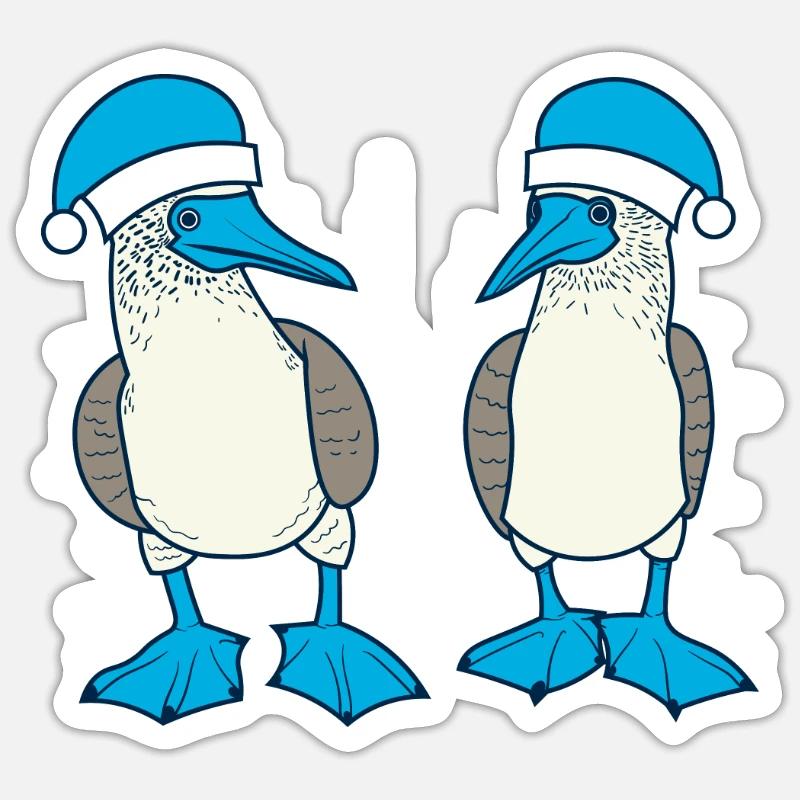 Blue-footed booby Santa hat - Sticker size S (10 x 10 cm) - white matte