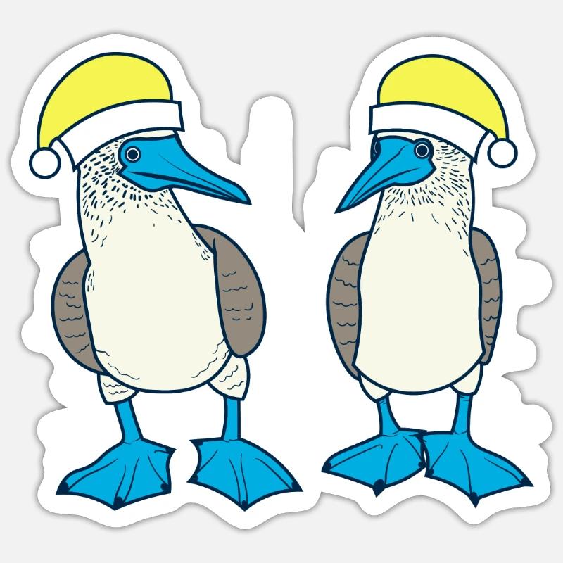 Fou à pieds bleus Noël - Sticker taille S (10 x 10 cm) - blanc mat