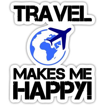 Voyagez heureux - Sticker taille S (10 x 10 cm) - blanc mat - Devant