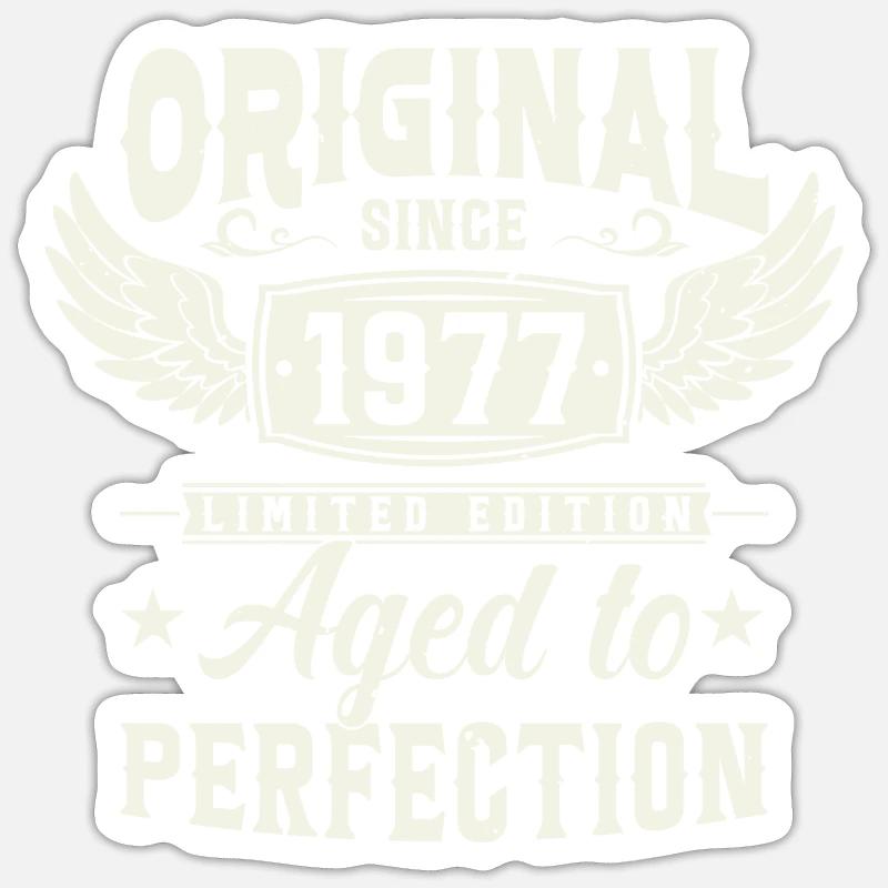 Cadeau d’anniversaire rétro 1977 - Sticker taille S (10 x 10 cm) - blanc mat