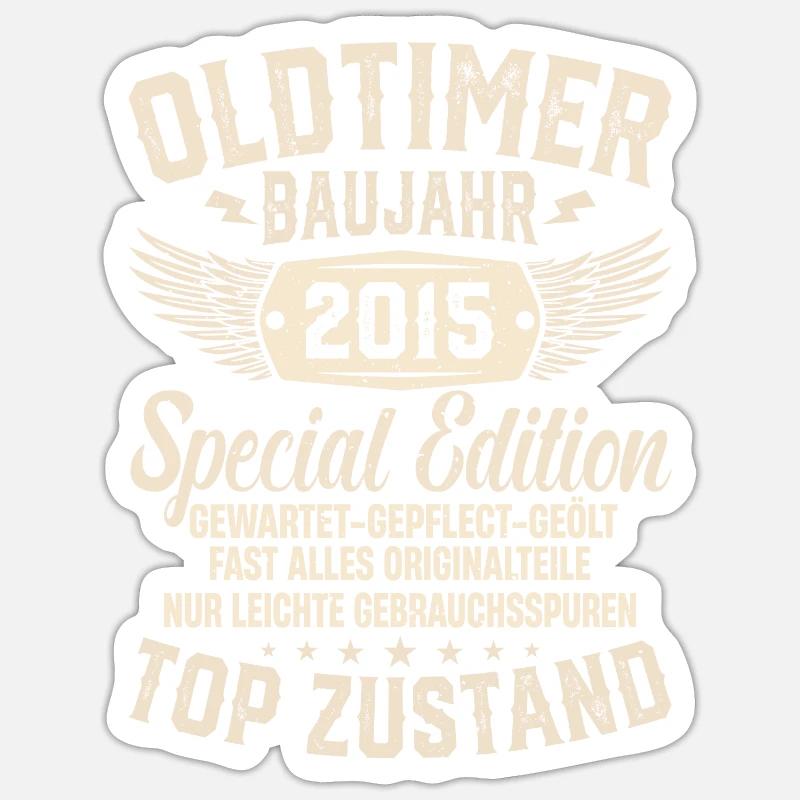 Retro Geschenkidee 2015er Oldtimer Sticker Größe S (10 x 10 cm)