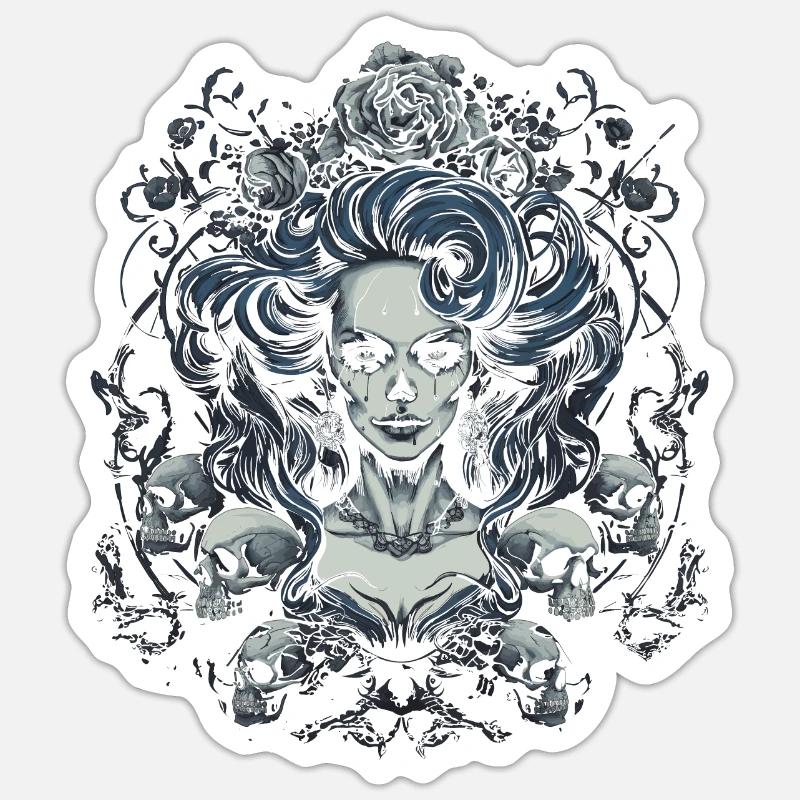 Gothic Ästhetik Goth - Sticker Größe S (10 x 10 cm) - Mattweiß