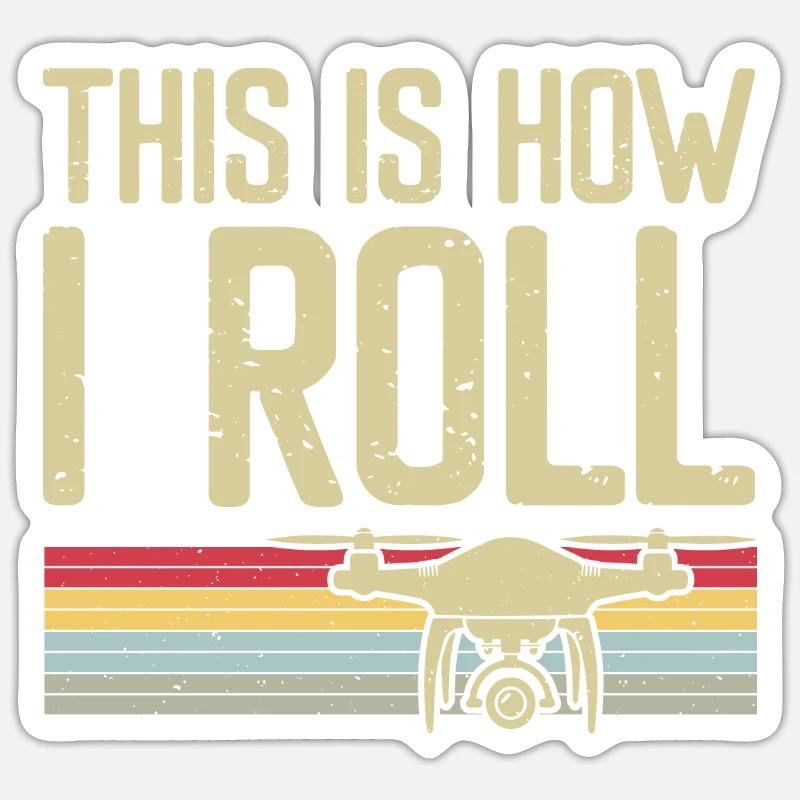 Drone - Sticker taille S (10 x 10 cm) - blanc mat