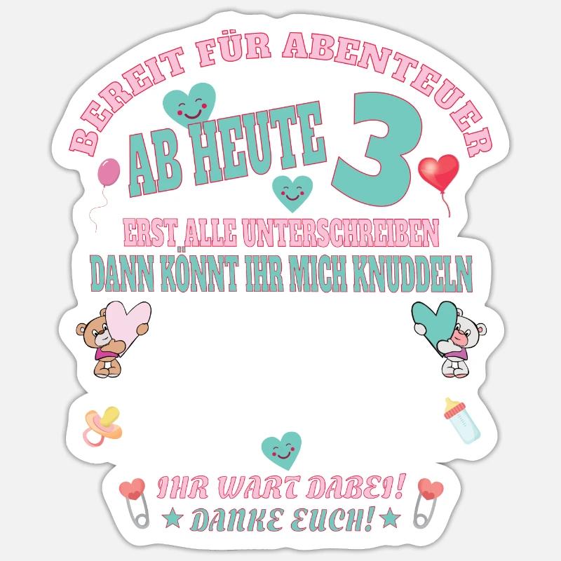 3. Geburtstag Mädchen & Junge Gästebuch Sticker Größe S (10 x 10 cm)