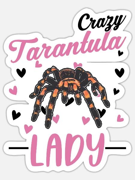 Verrückte Tarantel Frau - Sticker Größe S (10 x 10 cm) - Mattweiß