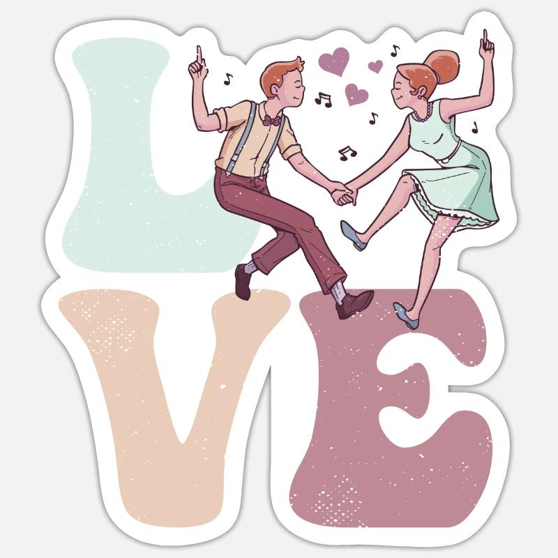 Danseur AMOUR - Sticker taille S (10 x 10 cm) - blanc mat