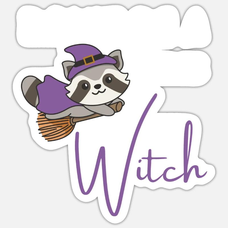 Waschbär Halloween Hexen don't be a basic witch Sticker Größe S (10 x 10 cm)