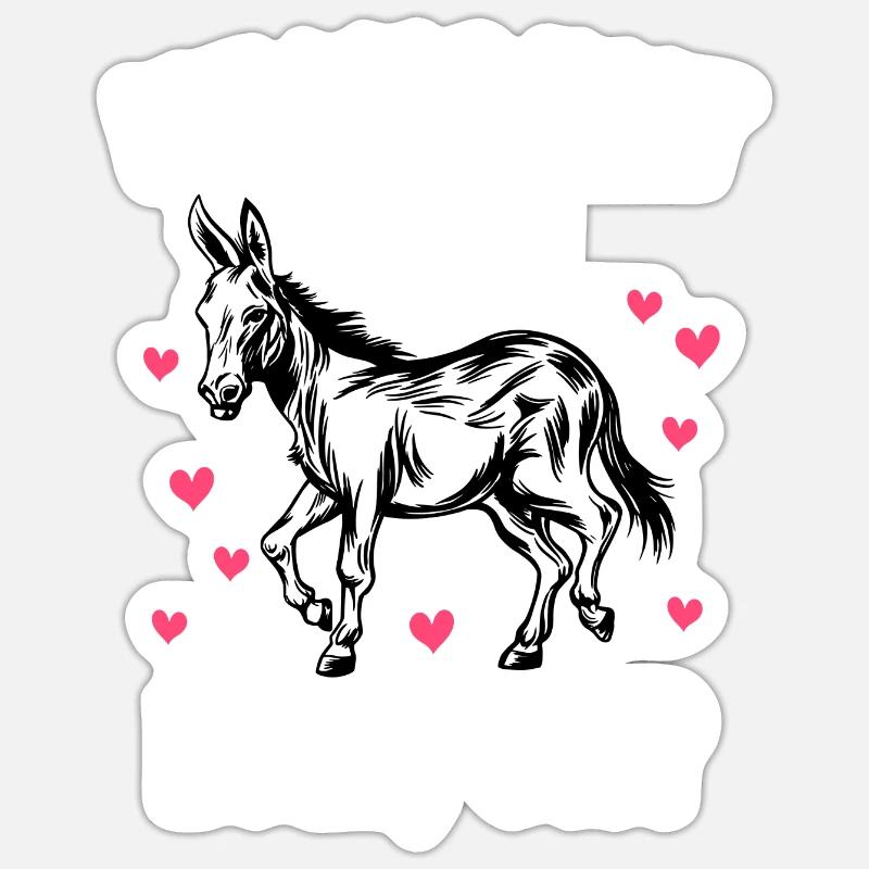 Esel Eselchen Maultier Muli - Sticker Größe S (10 x 10 cm) - Mattweiß