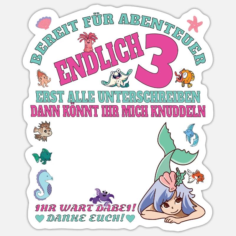 3. Geburtstag Mädchen & Junge Gästebuch Sticker Größe S (10 x 10 cm)
