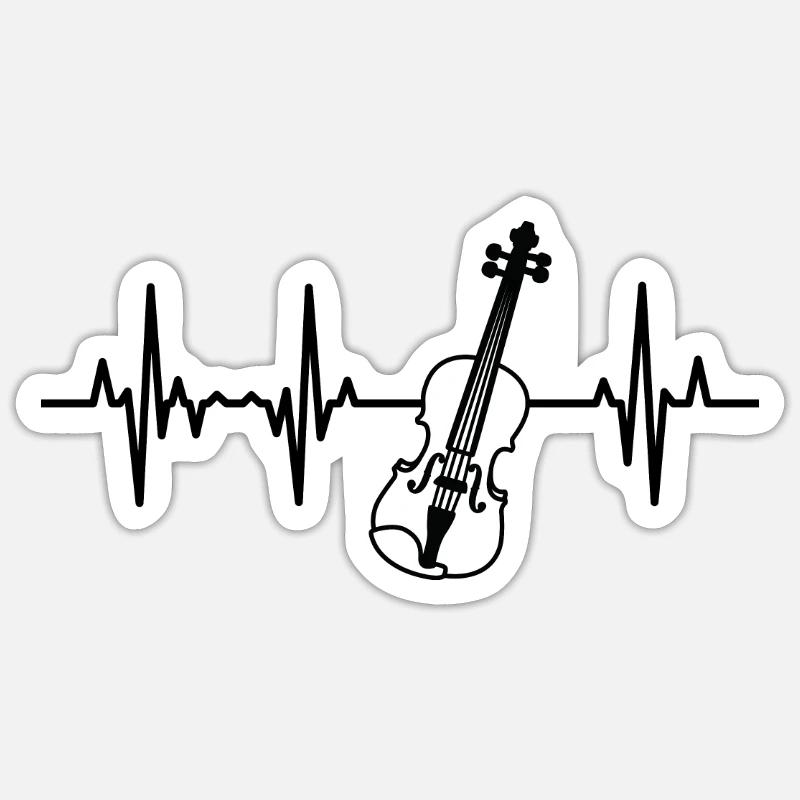 Violon ECG Palpitations cardiaques - Sticker taille S (10 x 10 cm) - blanc mat