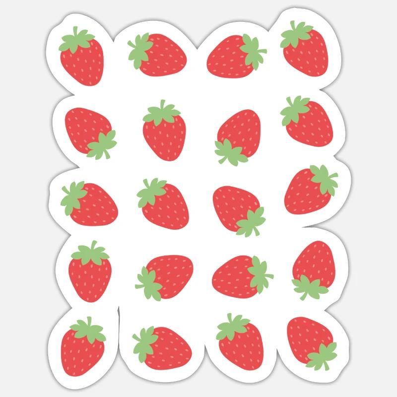 Strawberry Berries Fruit Pattern - Sticker size S (10 x 10 cm) - white matte