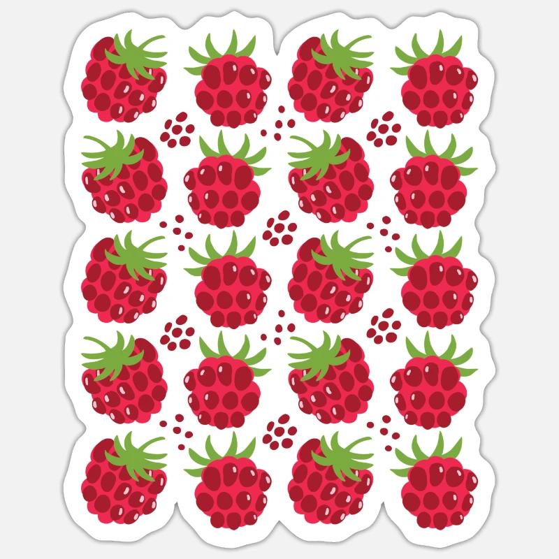 Raspberry Berries Fruit Pattern Sticker size S (10 x 10 cm)