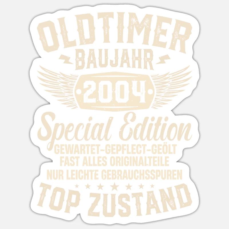 Retro Geschenk 2004er Oldtimer Sticker Größe S (10 x 10 cm)