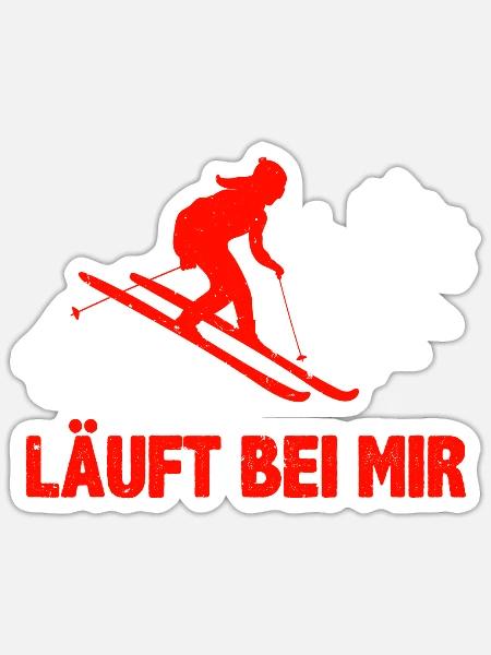 Skifahrer Läuft bei Mir Wintersportler Skifahren - Sticker Größe S (10 x 10 cm) - Mattweiß