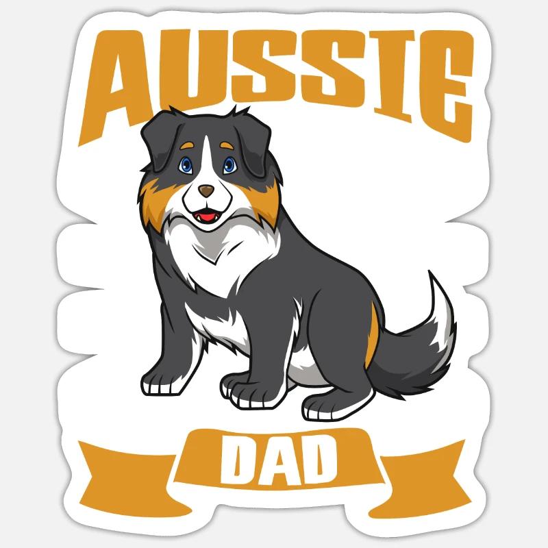 Aussie Dad - Australian Shepherd - Sticker Größe S (10 x 10 cm) - Mattweiß