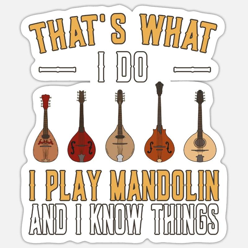 C’est ce que je fais je joue mandoline - Mandoline - Sticker taille S (10 x 10 cm) - blanc mat
