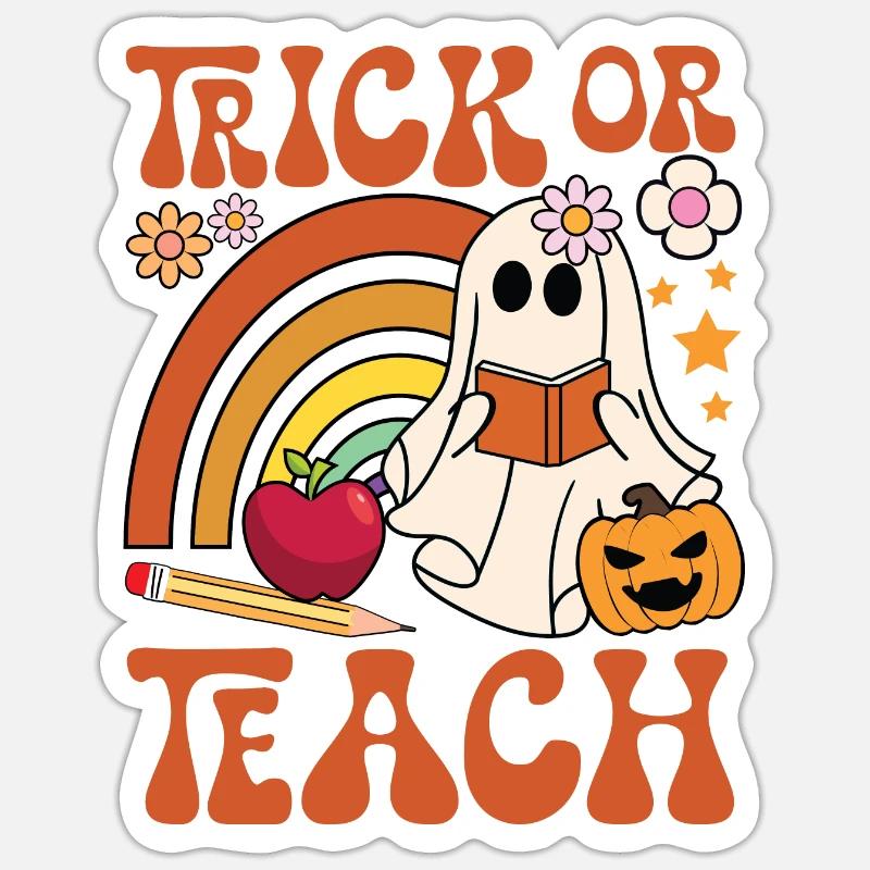 Trick ou Teach - Sticker taille S (10 x 10 cm) - blanc mat