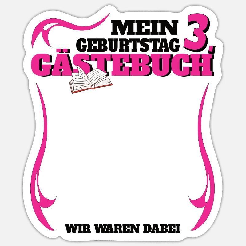 3. Geburtstag Mädchen & Junge Gästebuch - Sticker Größe S (10 x 10 cm) - Mattweiß