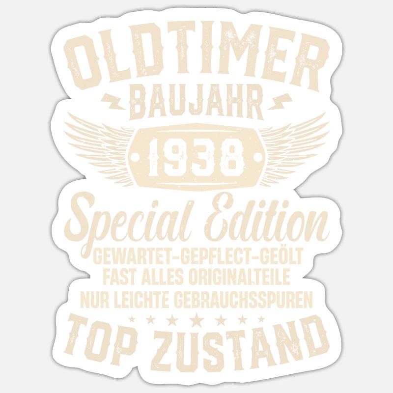 1938 Oldtimer Geburtstagsgeschenk Sticker Größe S (10 x 10 cm)