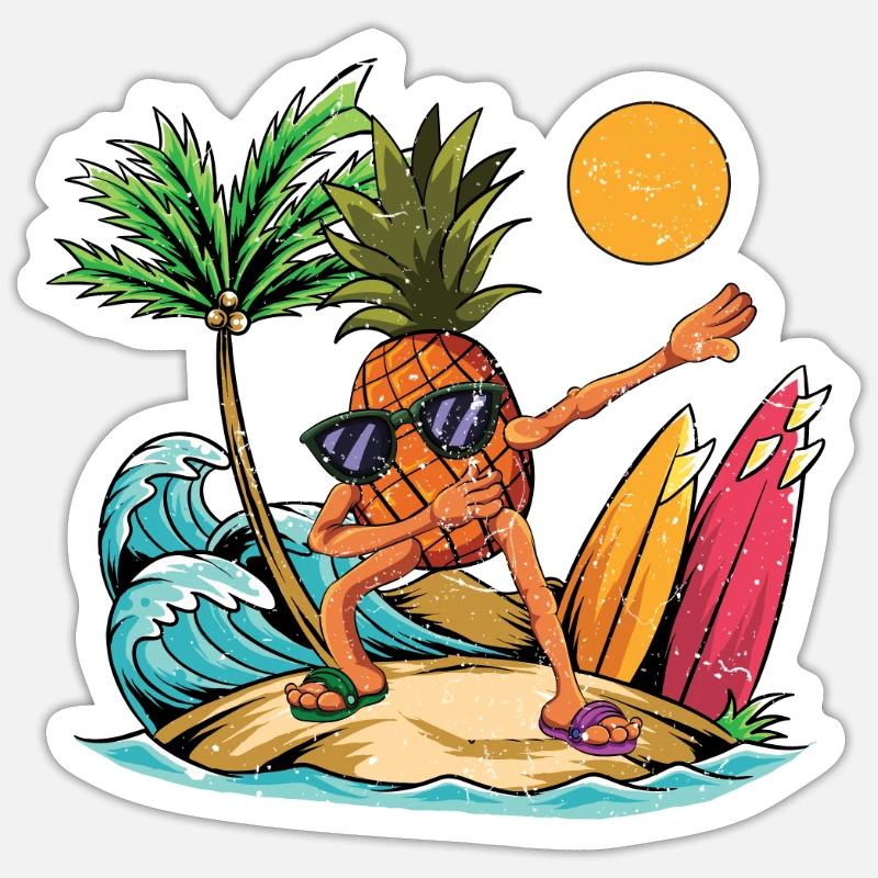 Fruit Summer Fruit Gift Dabbing Surfer Pineapple Sticker size S (10 x 10 cm)