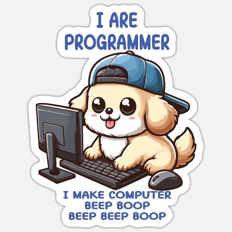 Je suis programmeur - Sticker taille S (10 x 10 cm) - blanc mat