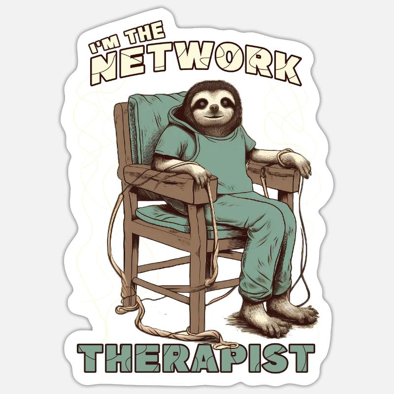 Network Therapist Network Engineer Sloth Funny Net Sticker Größe S (10 x 10 cm)