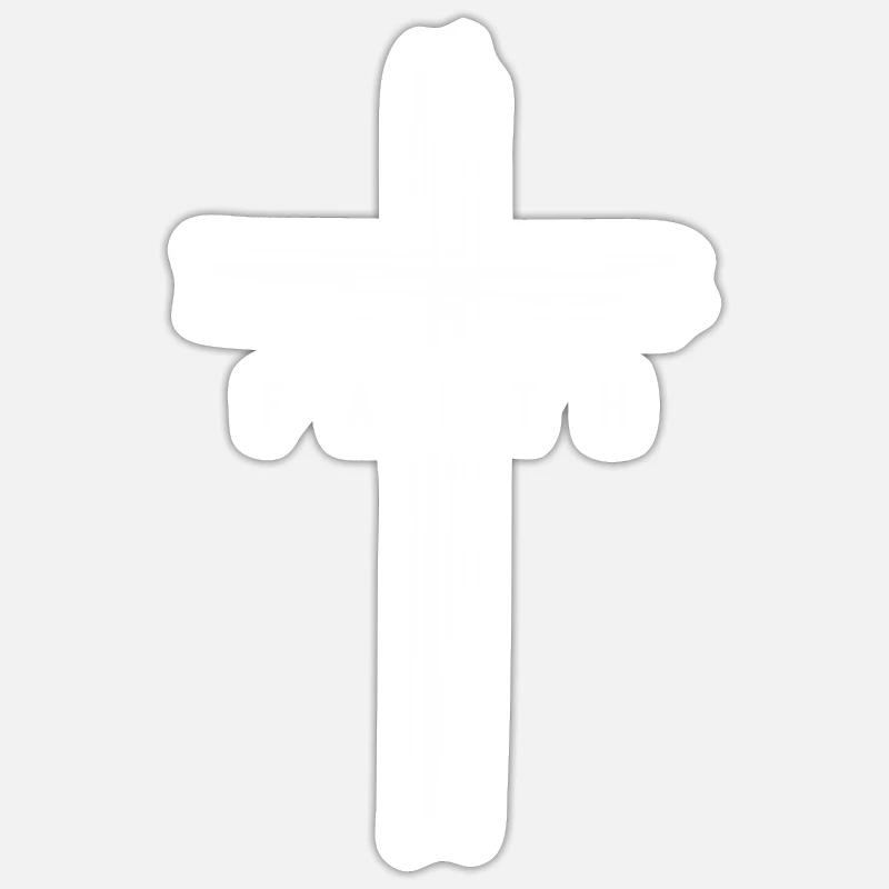 Foi chrétienne et croix - Sticker taille S (10 x 10 cm) - blanc mat