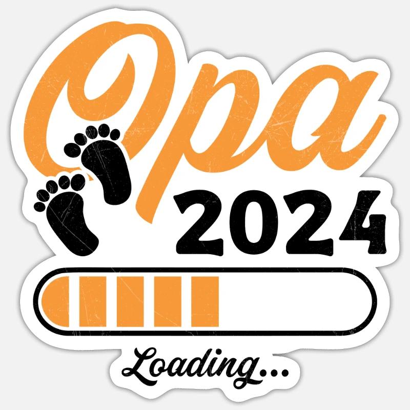 Werdender Opa 2024 Opa loading Geschenk Männer - Sticker Größe S (10 x 10 cm) - Mattweiß