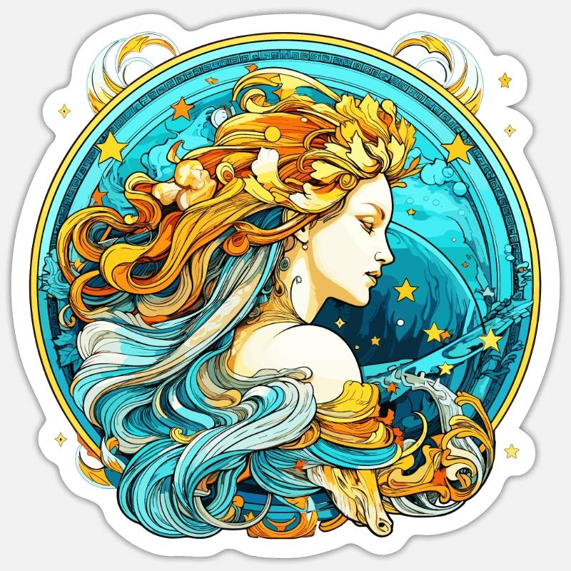 Wassermann Astrologie Sternzeichen Design - Cool Aquarius - Sticker Größe S (10 x 10 cm) - Mattweiß